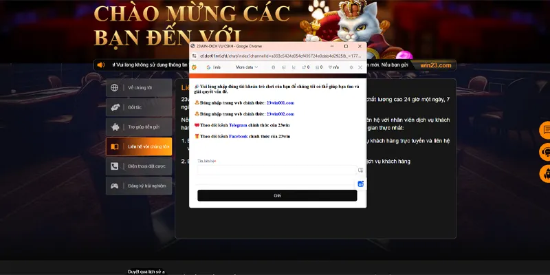 CSKH 23WIN phục vụ 24/7